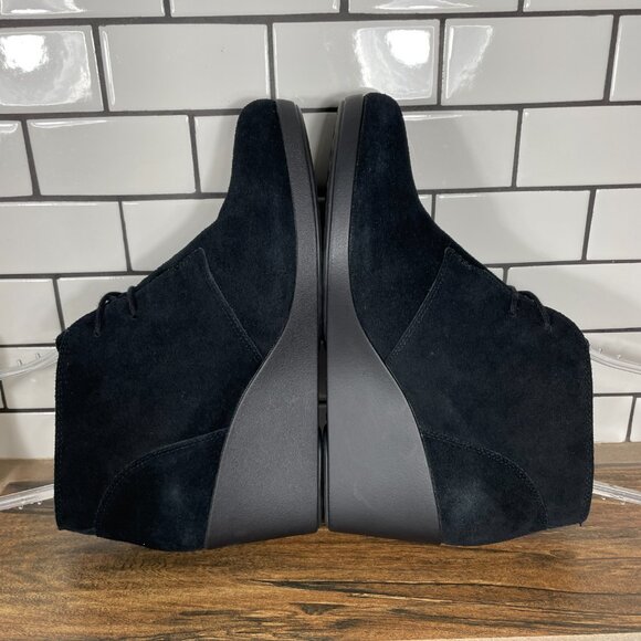 CROCS Leigh Womens 9.5 Shoes Black Suede Dual Comfort Wedge Shootie Ankle Boots - Picture 5 of 14